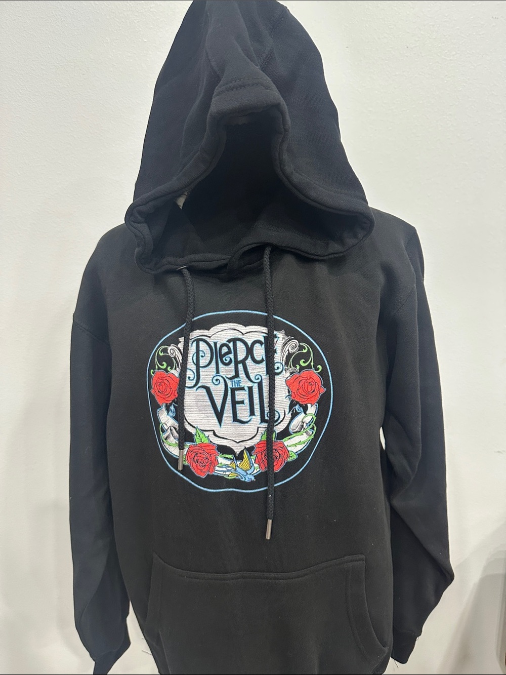 Pierce the Veil Black Floral Rose Graphic Hoodie - Size Small